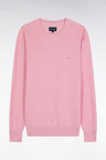 Pink cotton honeycomb round-neck sweater