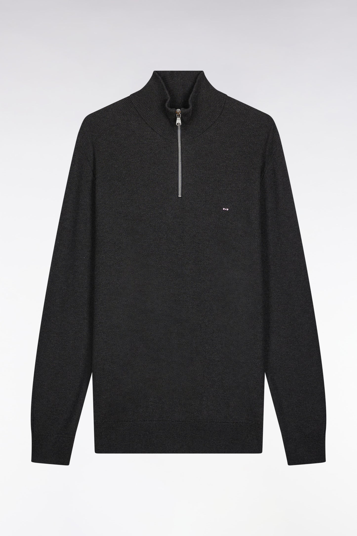 Pull col camionneur en coton nid d'abeille gris foncé