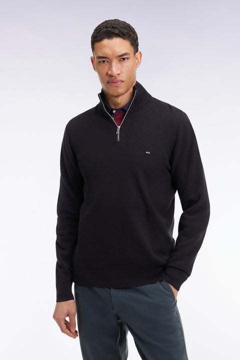 Pull col camionneur en coton nid d'abeille noir - Image 3