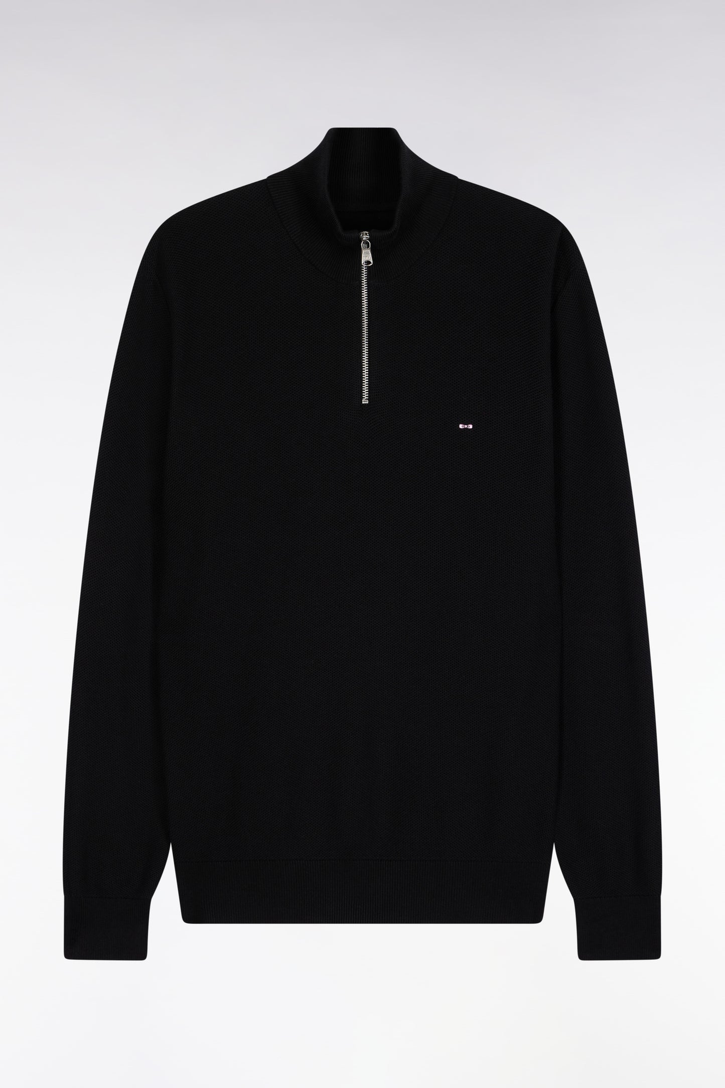 Pull col camionneur en coton nid d'abeille noir