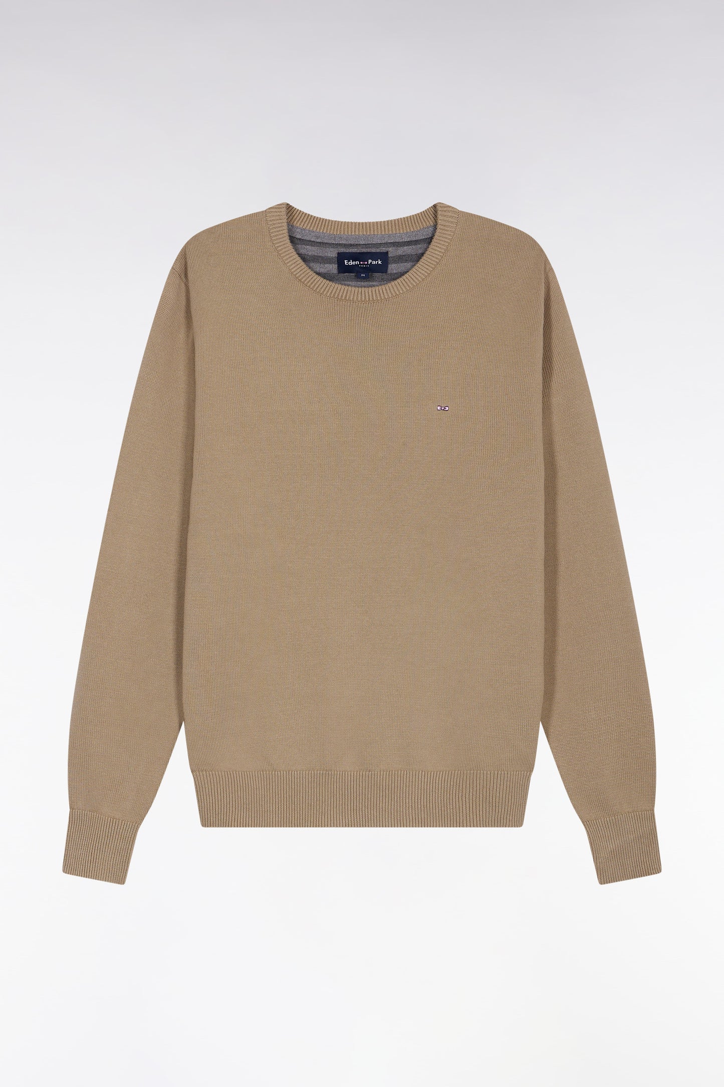 Pull col rond en coton épais beige