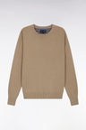 Pull col rond en coton épais beige