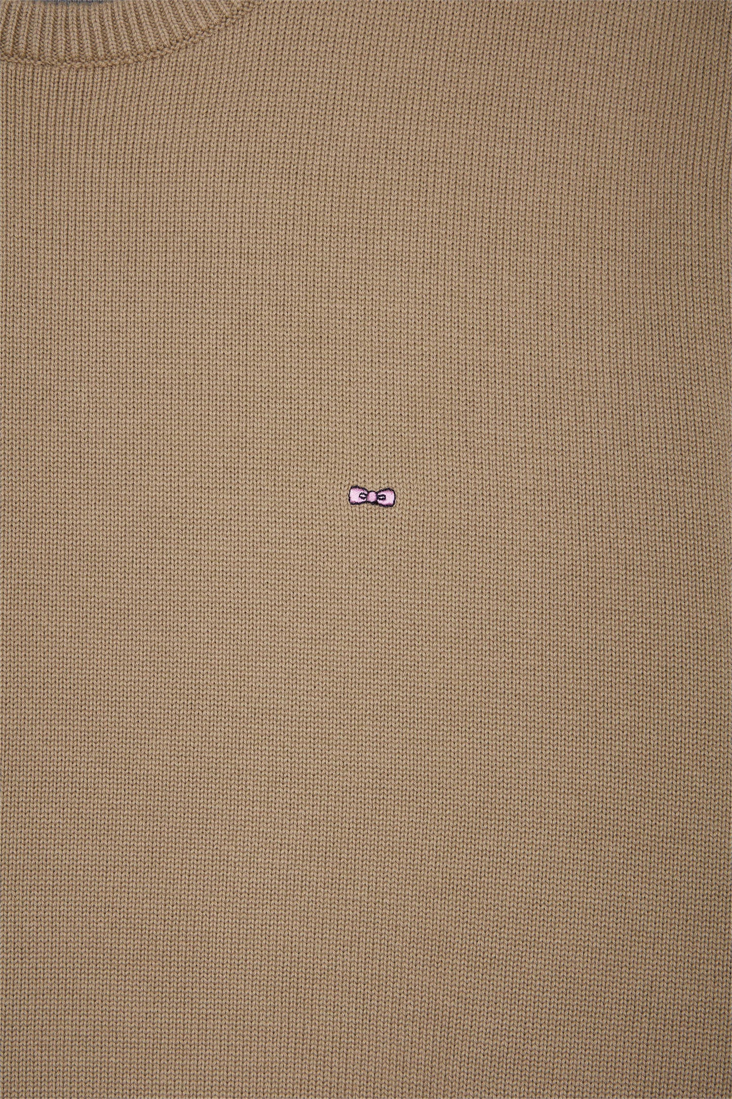 Pull col rond en coton épais beige