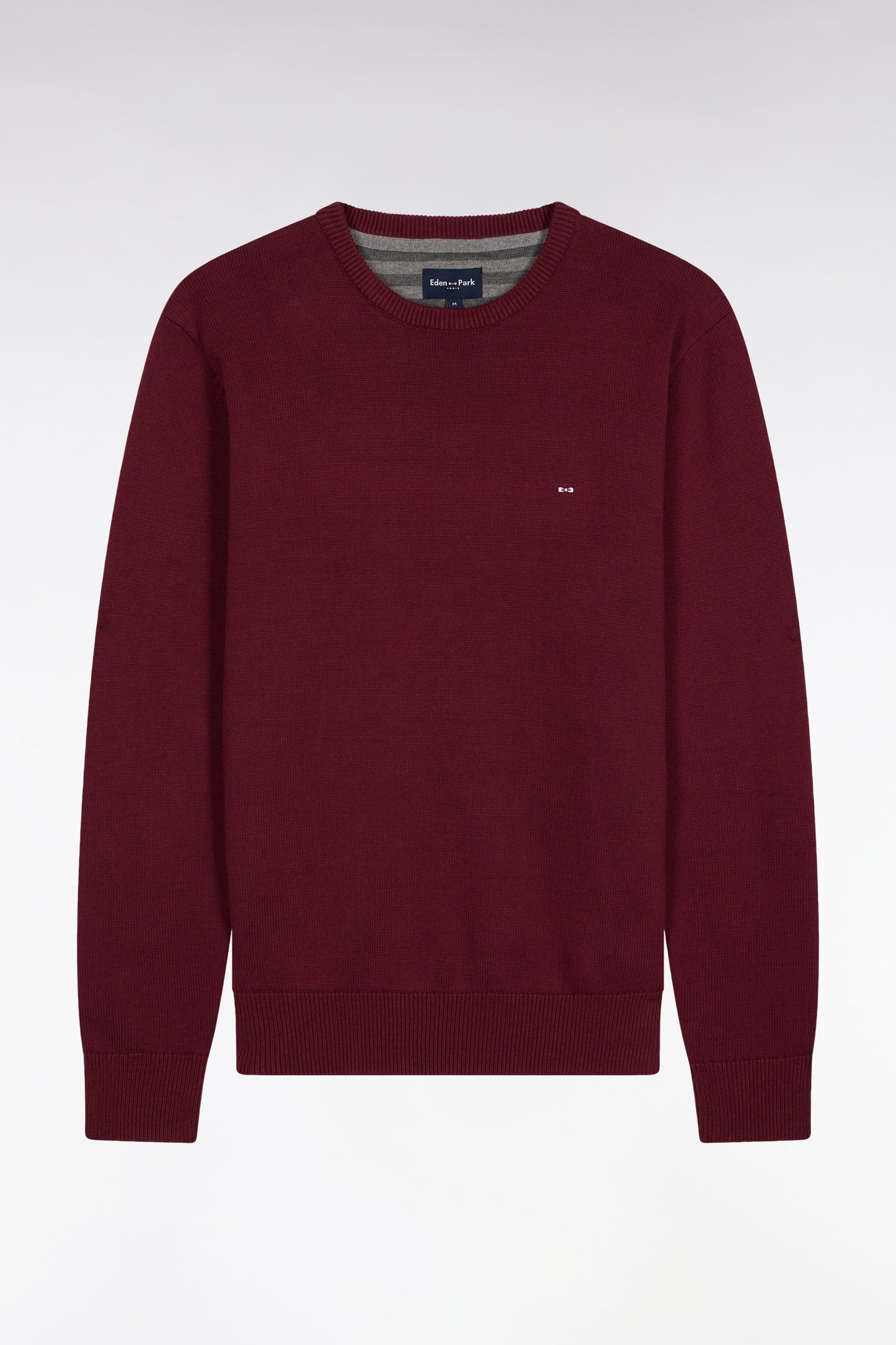 Pull col rond en coton épais bordeaux