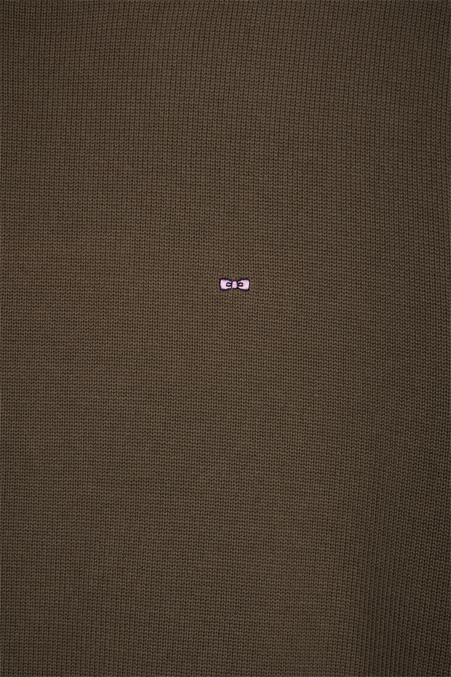 Pull col rond en coton épais kaki