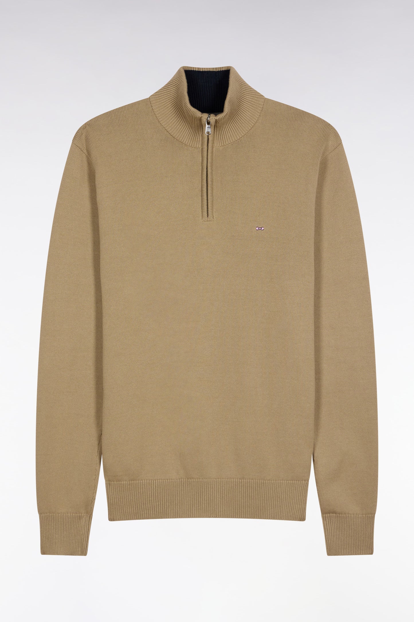 Pull col camionneur en coton épais beige