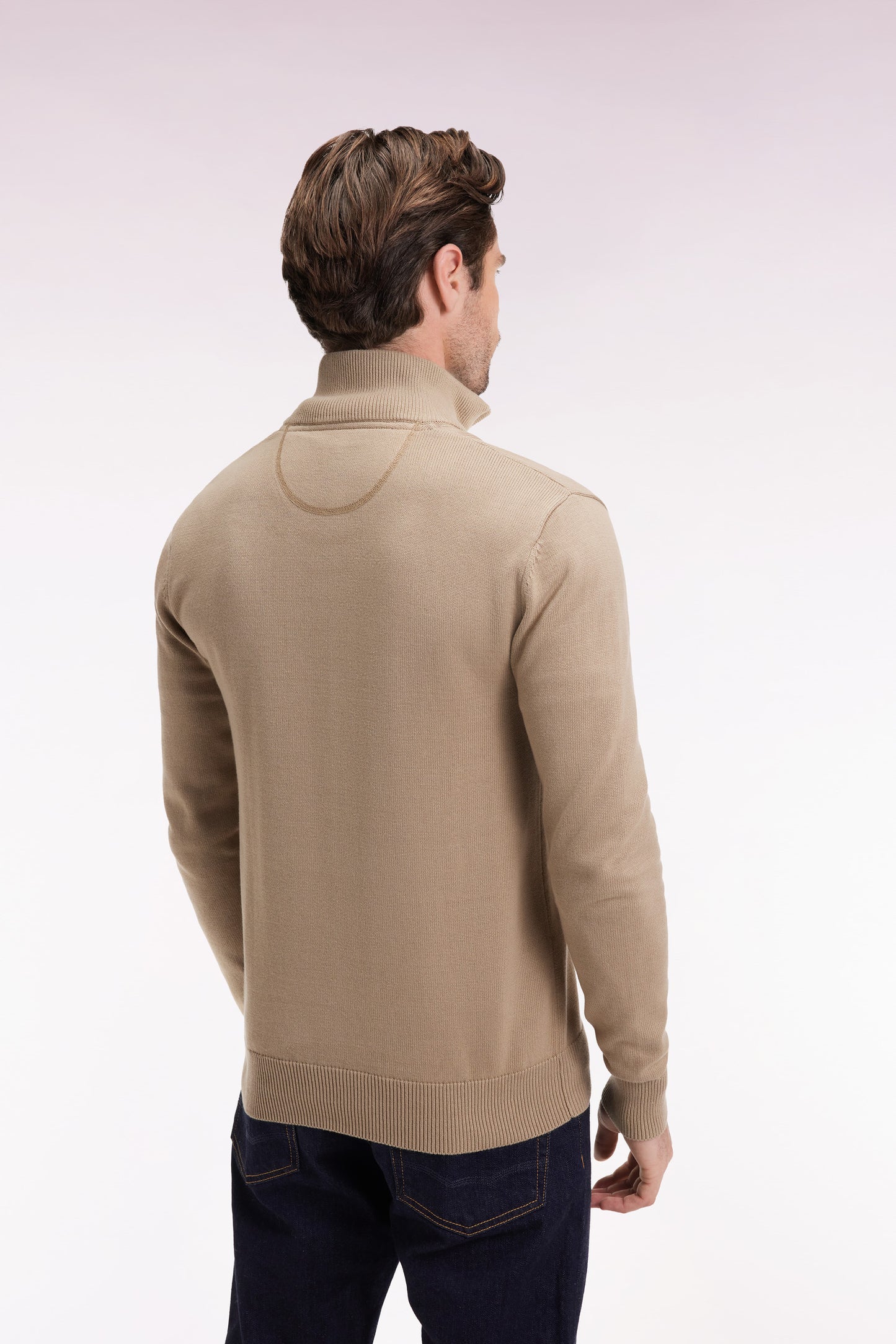 Pull col camionneur en coton épais beige