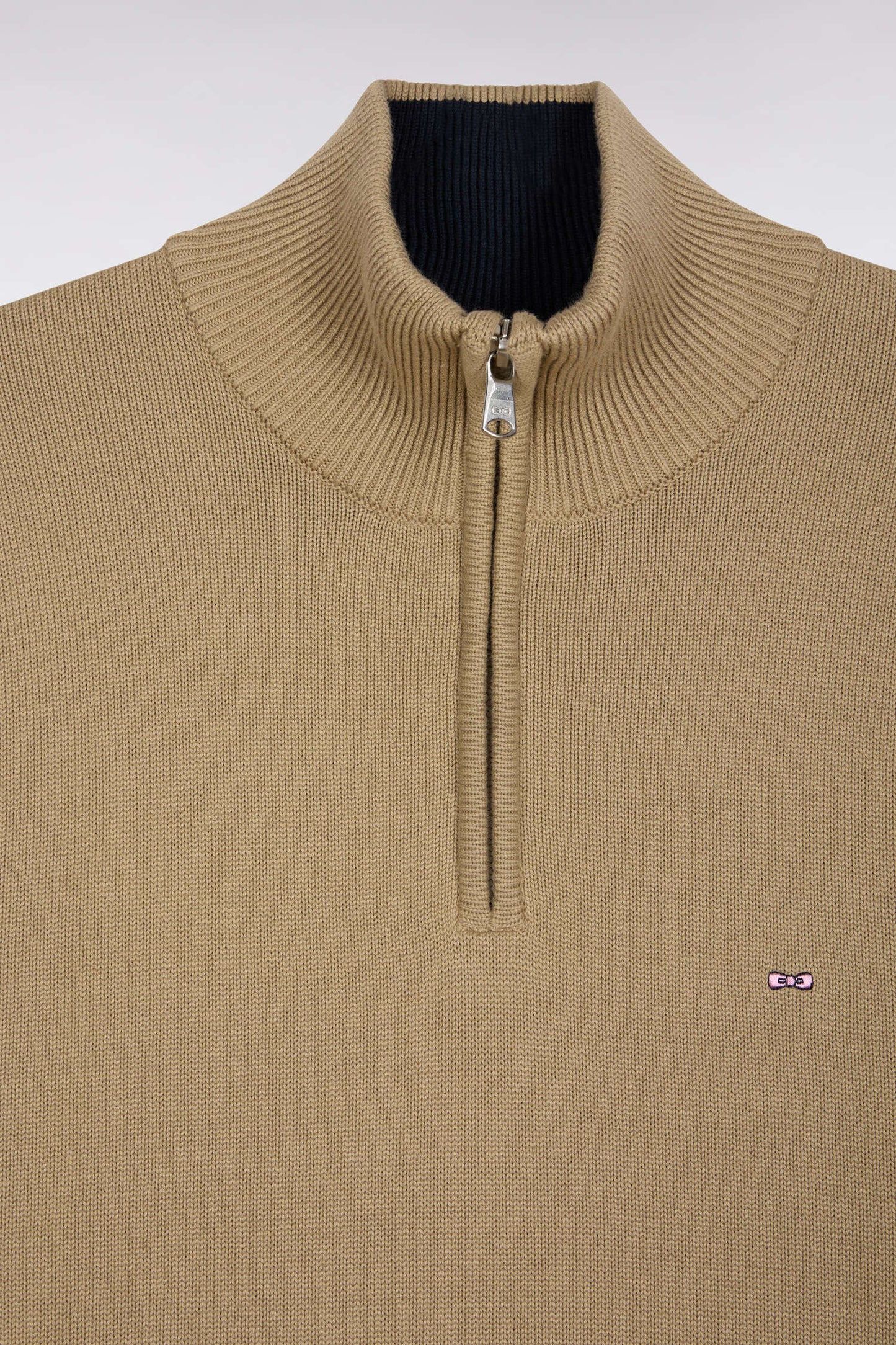 Pull col camionneur en coton épais beige