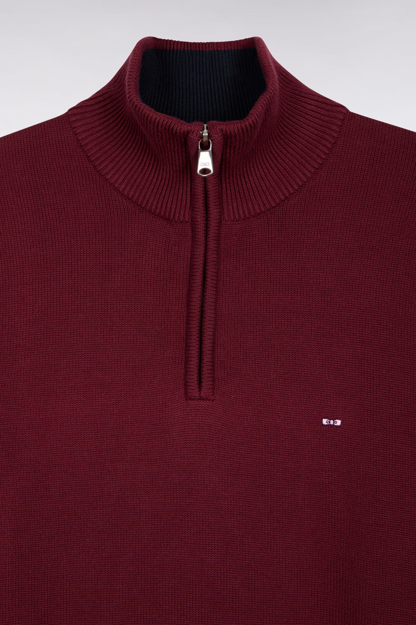 Pull col camionneur en coton épais bordeaux