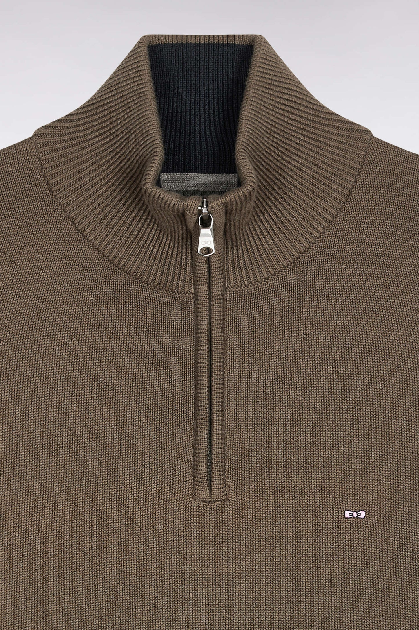 Pull col camionneur en coton épais kaki