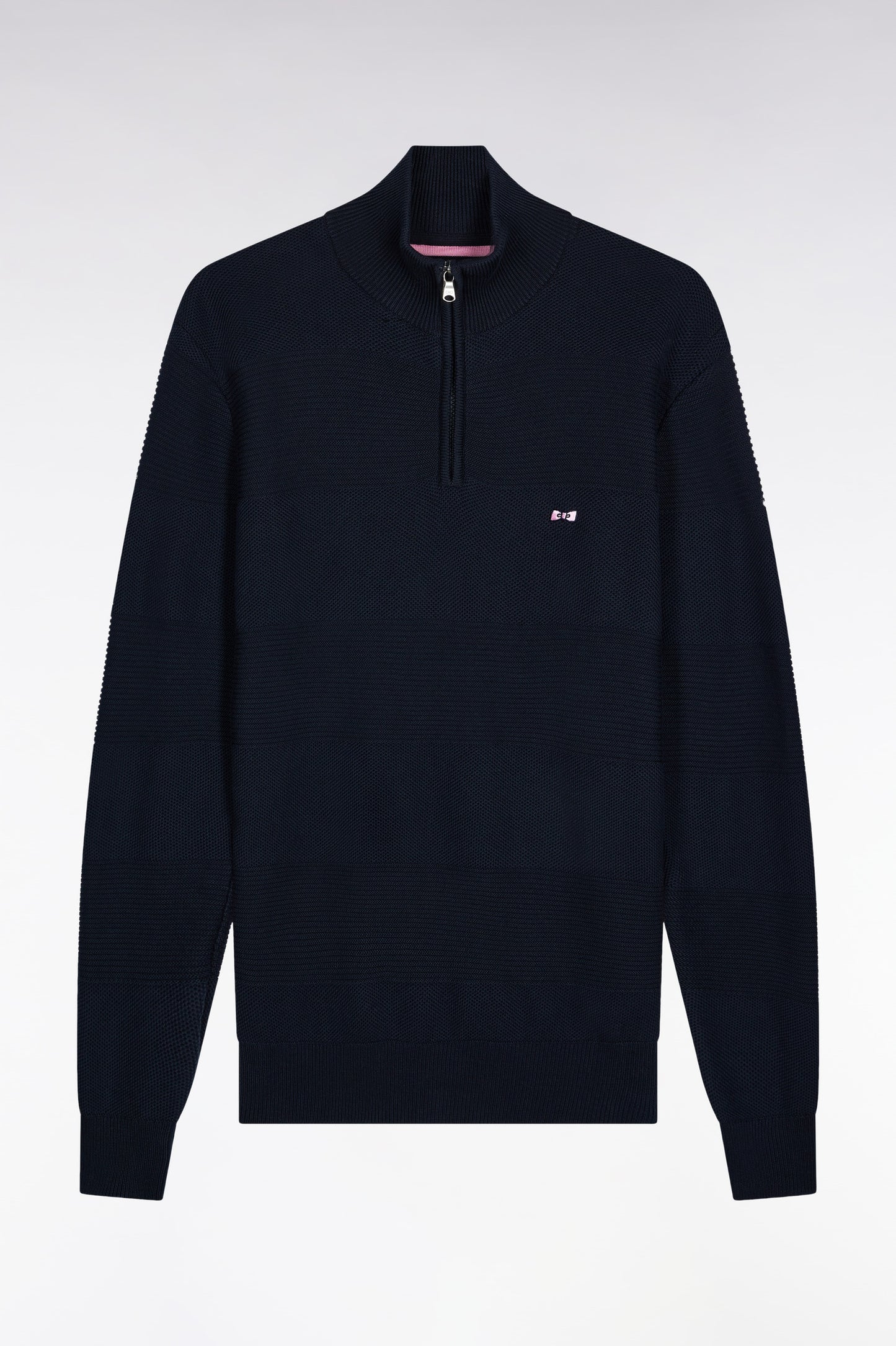 Pull col camionneur en coton marine effet de rayure
