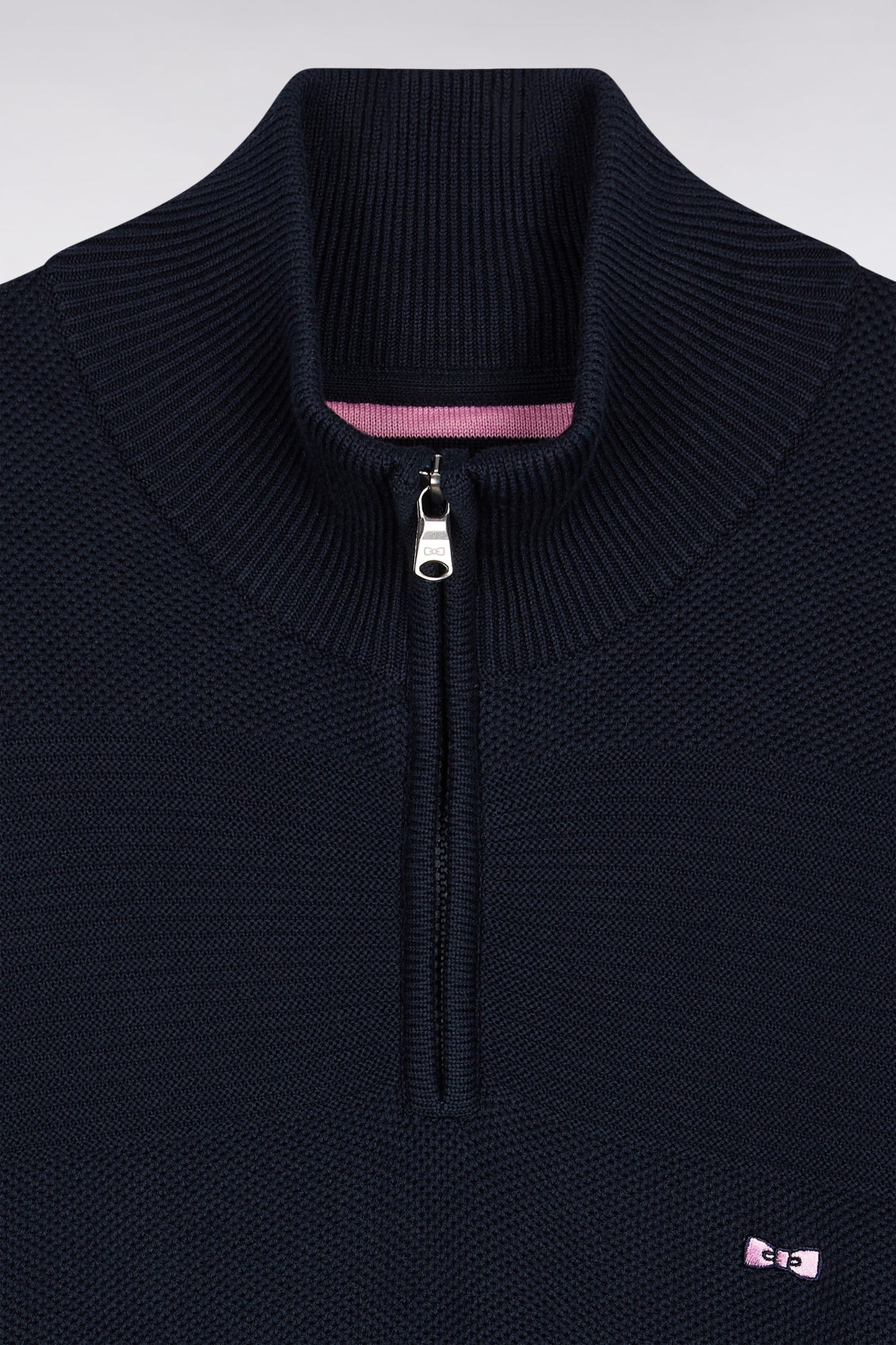 Pull col camionneur en coton marine effet de rayure