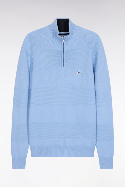 Pull col camionneur en coton ciel effet de rayure - Image 2