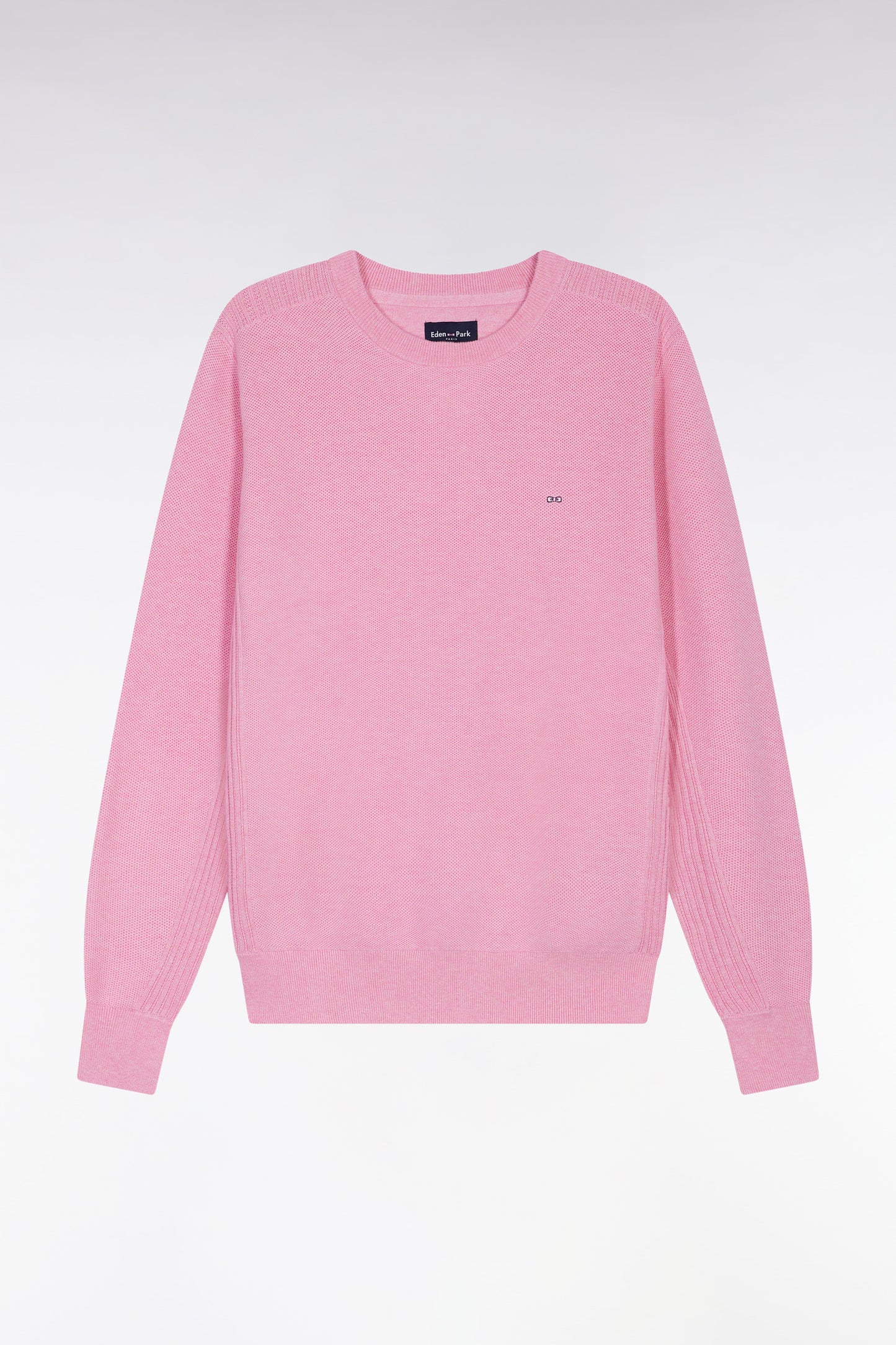 Pink cotton honeycomb round-neck sweater