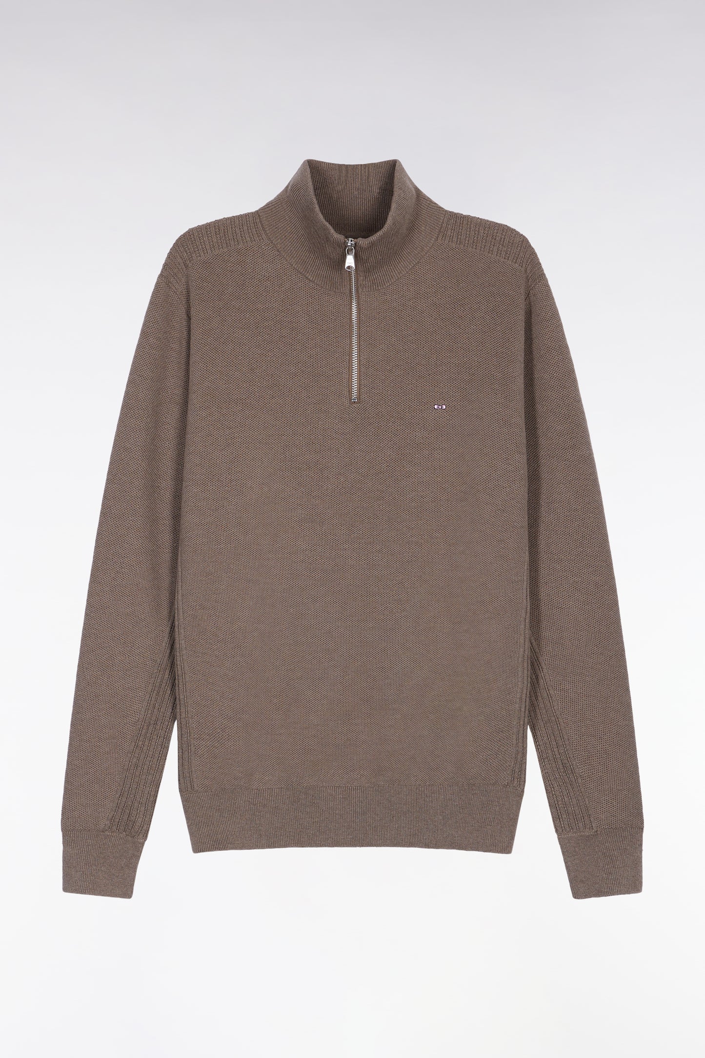 Pull col camionneur en coton nid d'abeille marron