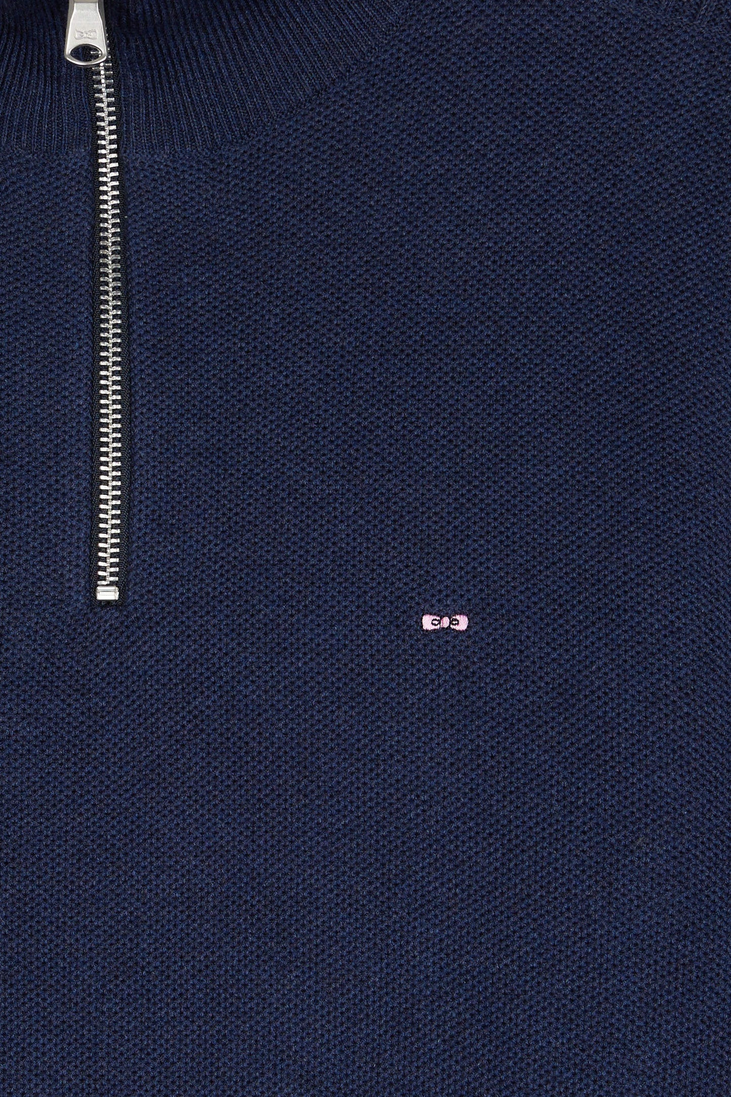 Navy cotton honeycomb trucker-neck sweater