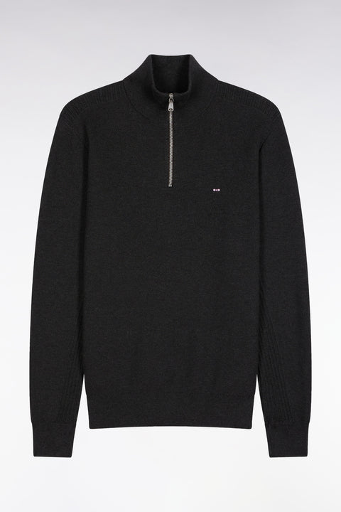 Pull col camionneur en coton nid d'abeille gris foncé - Image 2