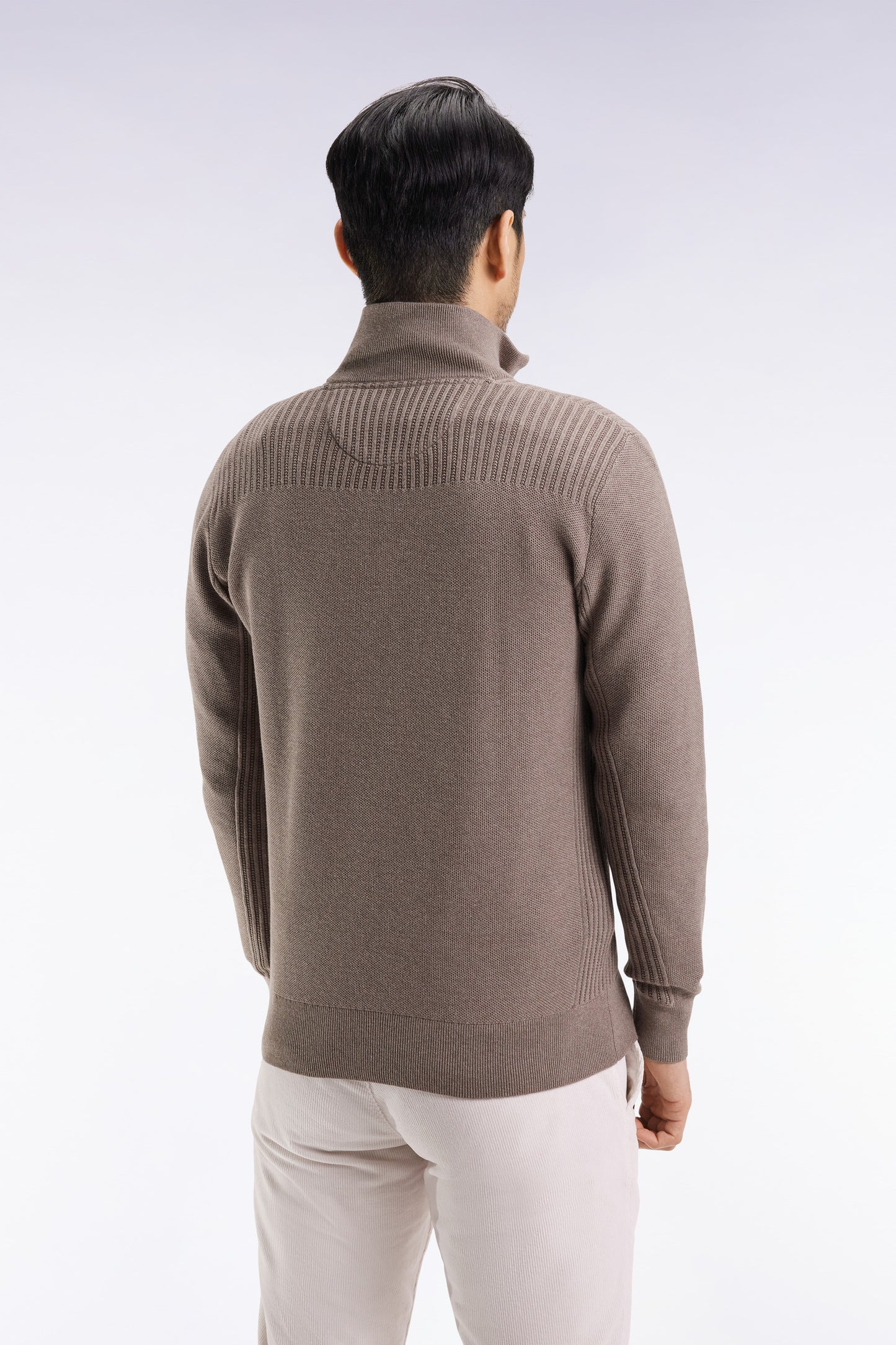Pull col camionneur en coton nid d'abeille marron