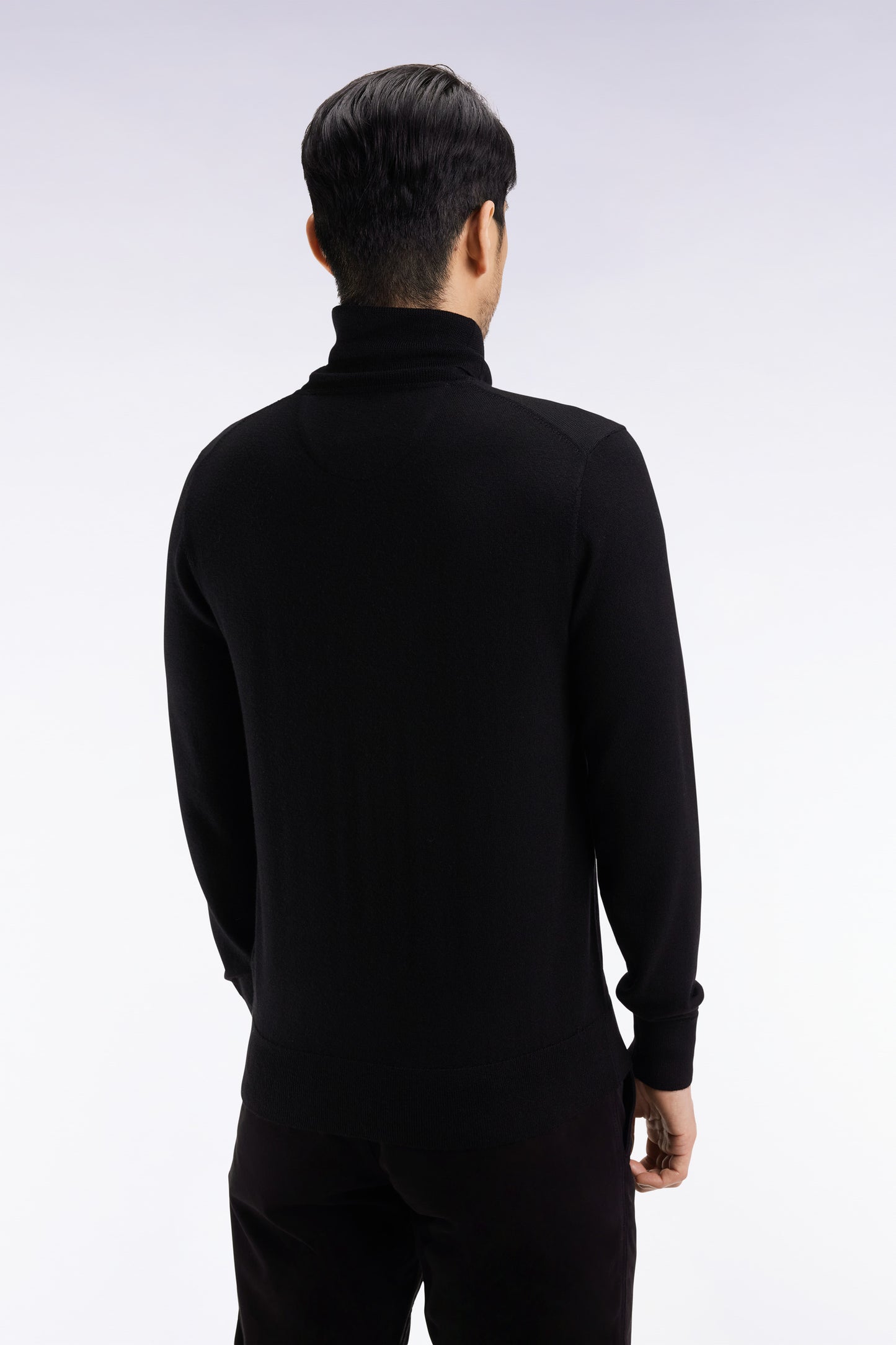 Black merino wool turtleneck sweater