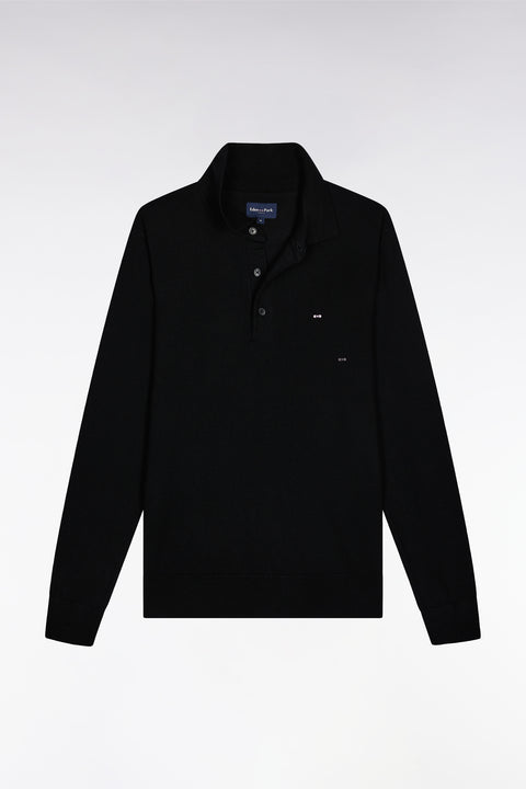Black merino wool jersey-neck sweater - Image 2