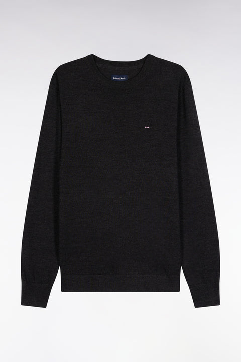 Pull col rond en laine mérinos gris foncé - Image 2