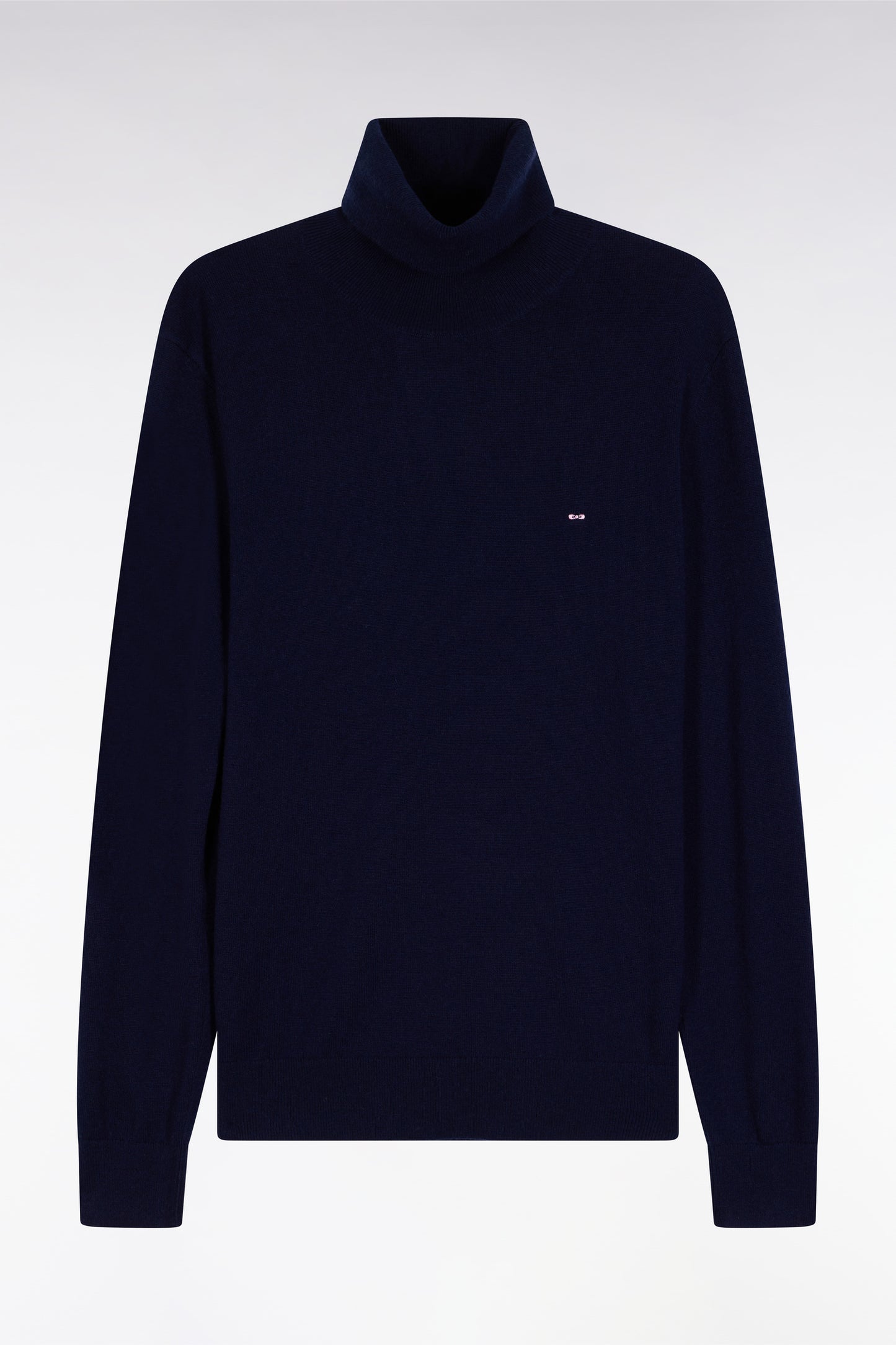 Pull col roulé en laine vierge et cachemire marine