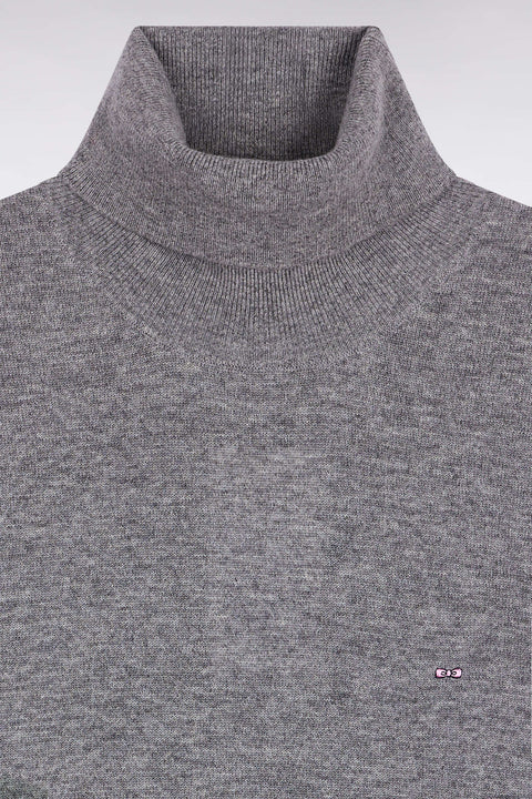 Grey virgin wool and cashmere turtleneck sweater - Image 3