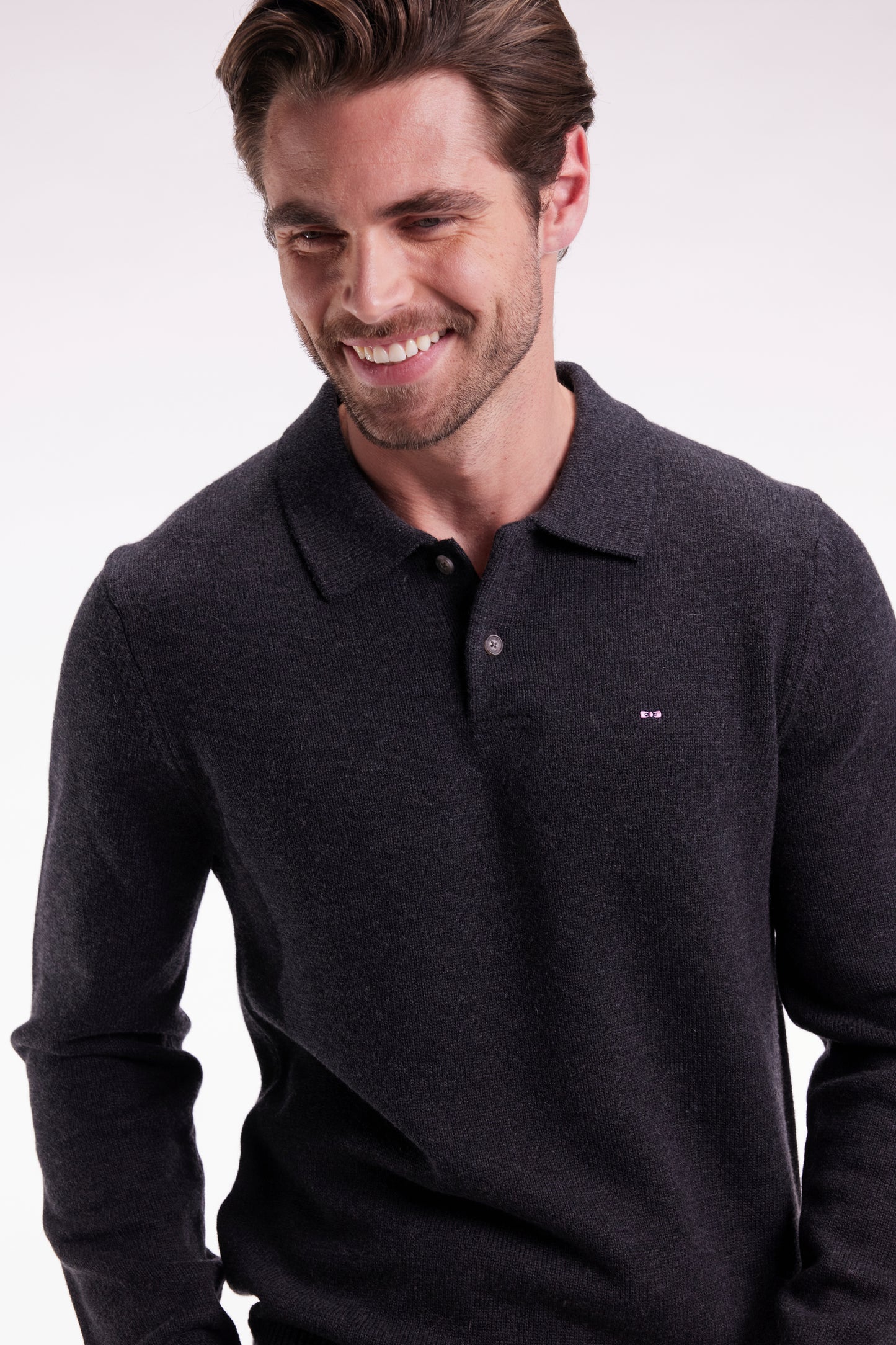 Pull col maillot épais en laine et coton gris