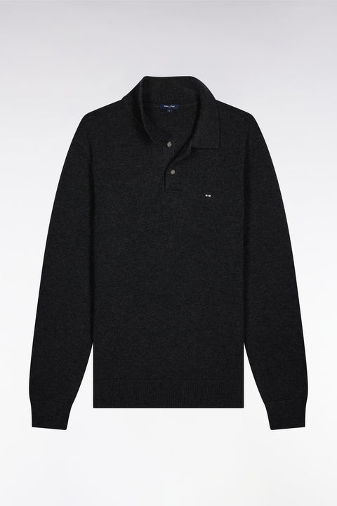 Thick jersey-neck sweater in grey wool and cotton - Image 2