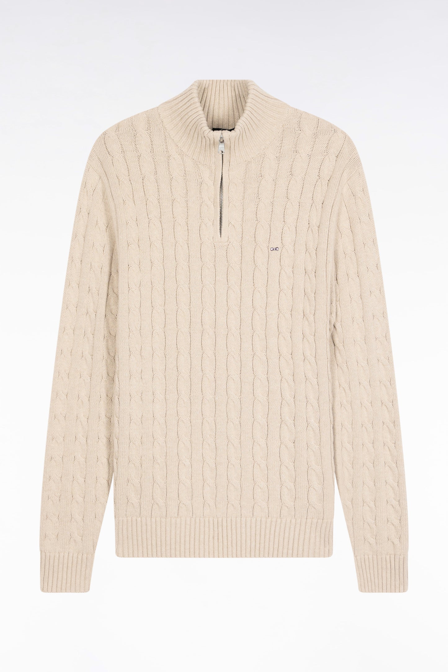 Pull col camionneur en coton torsadé beige