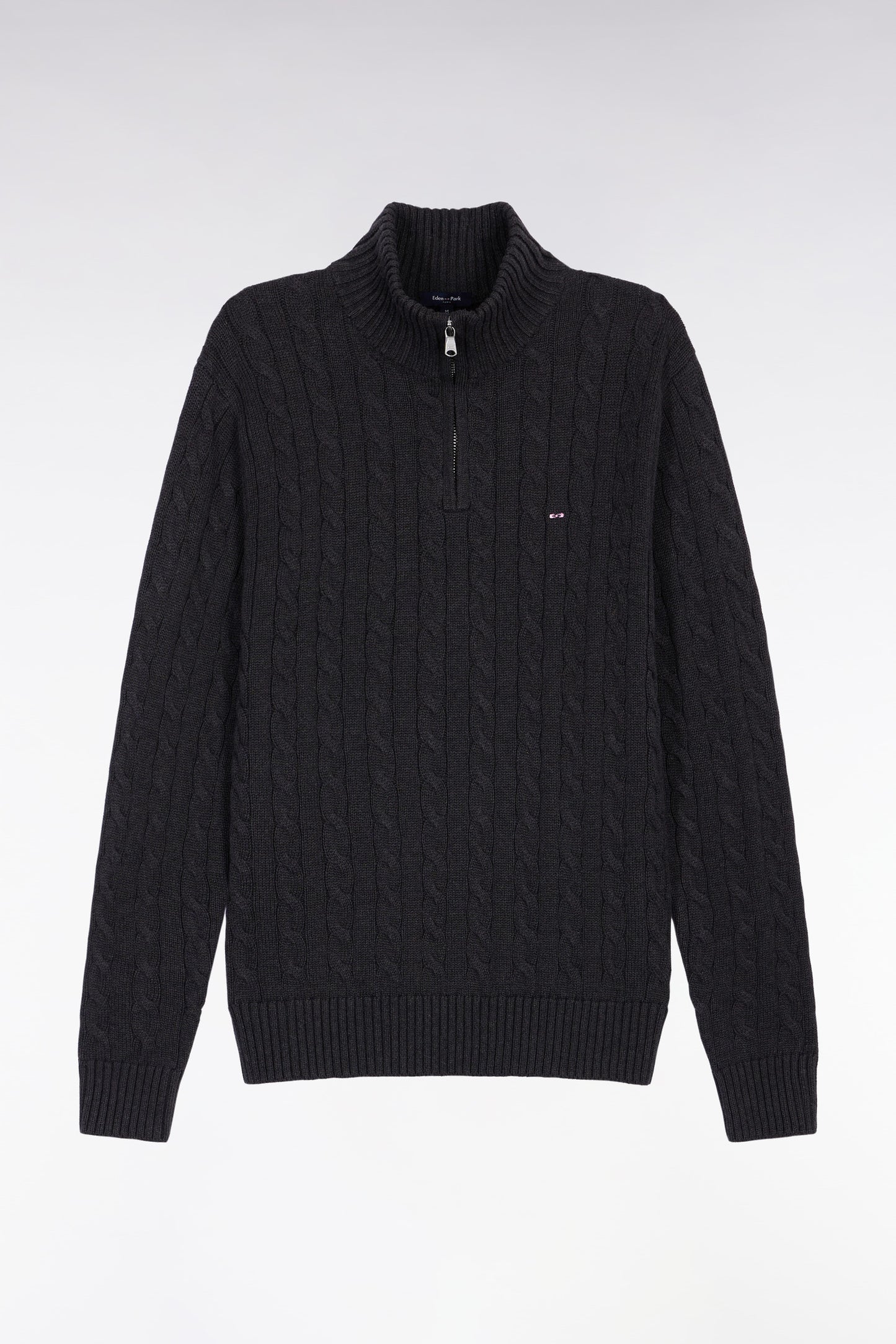 Pull col camionneur en coton torsadé gris