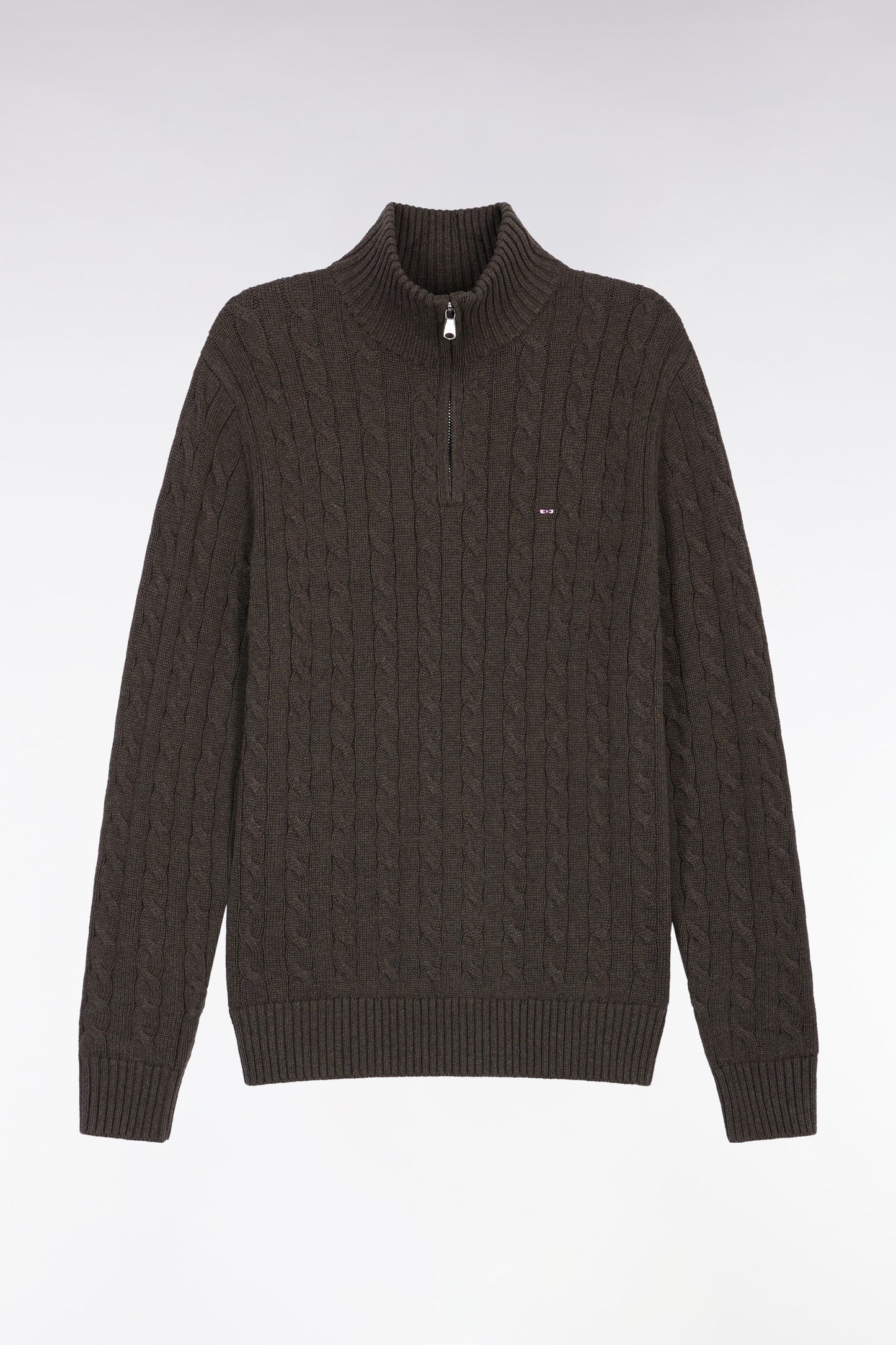 Pull col camionneur en coton torsadé marron