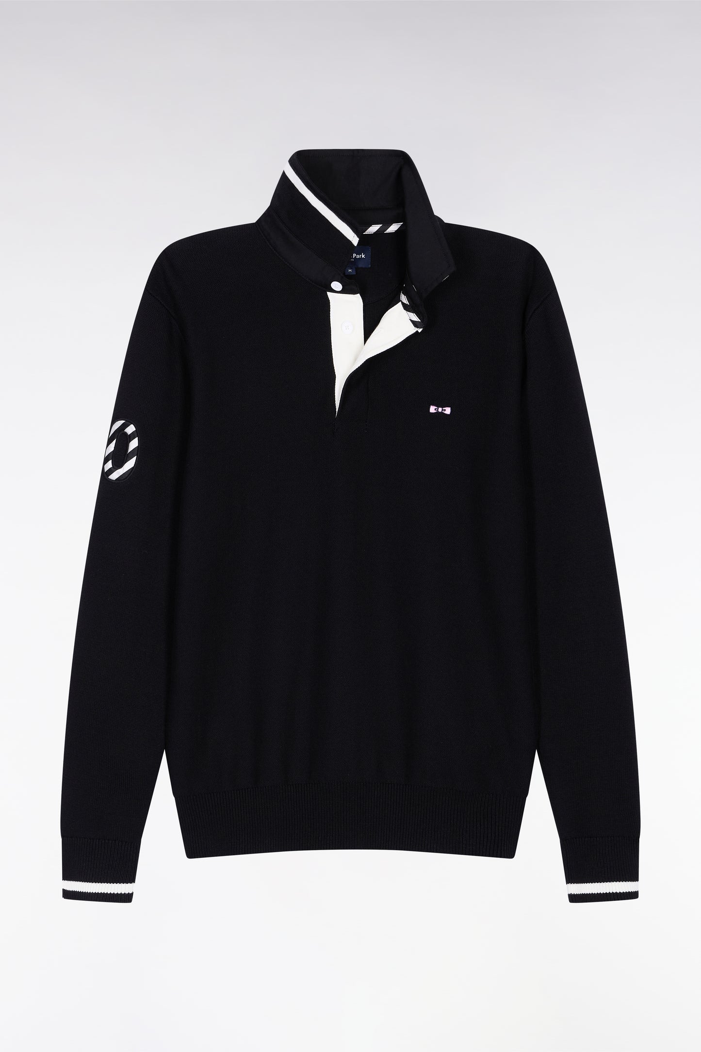 Black cotton embroidered jersey-neck sweater 10