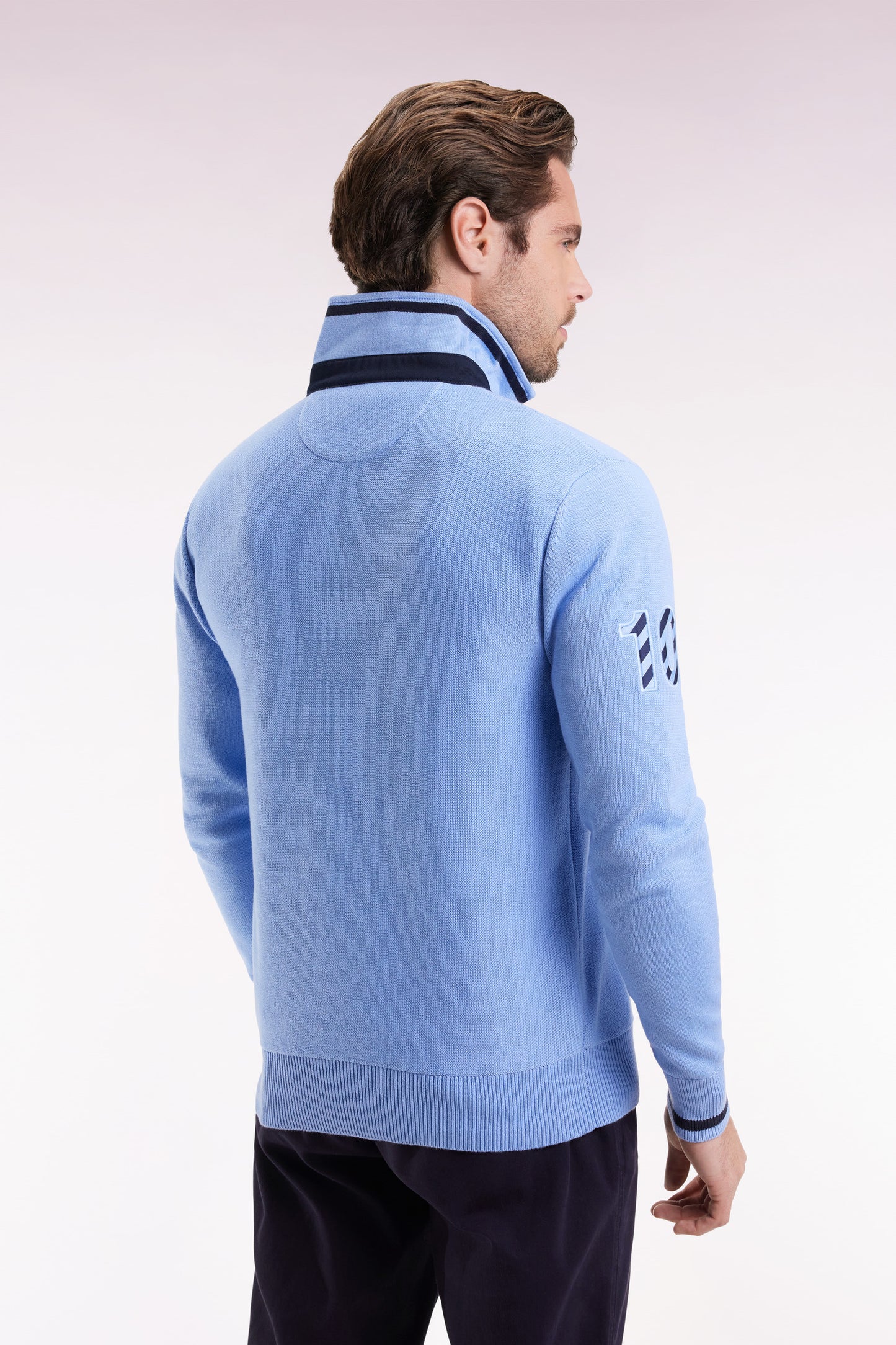 Sky cotton embroidered jersey-neck sweater 10