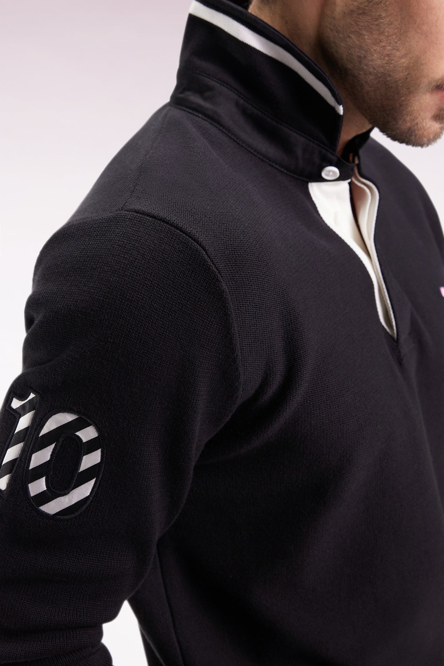 Black cotton embroidered jersey-neck sweater 10