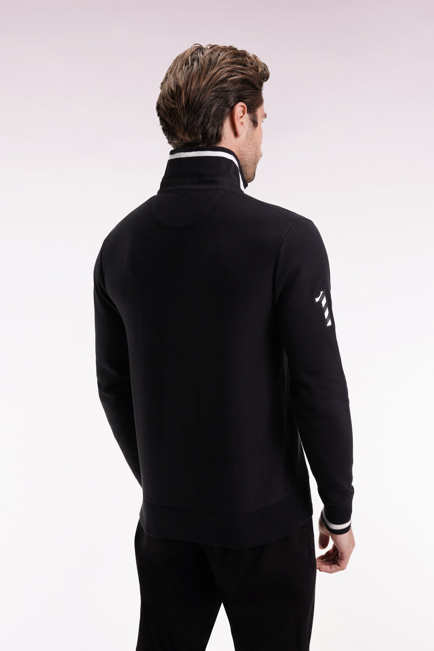 Black cotton embroidered jersey-neck sweater 10