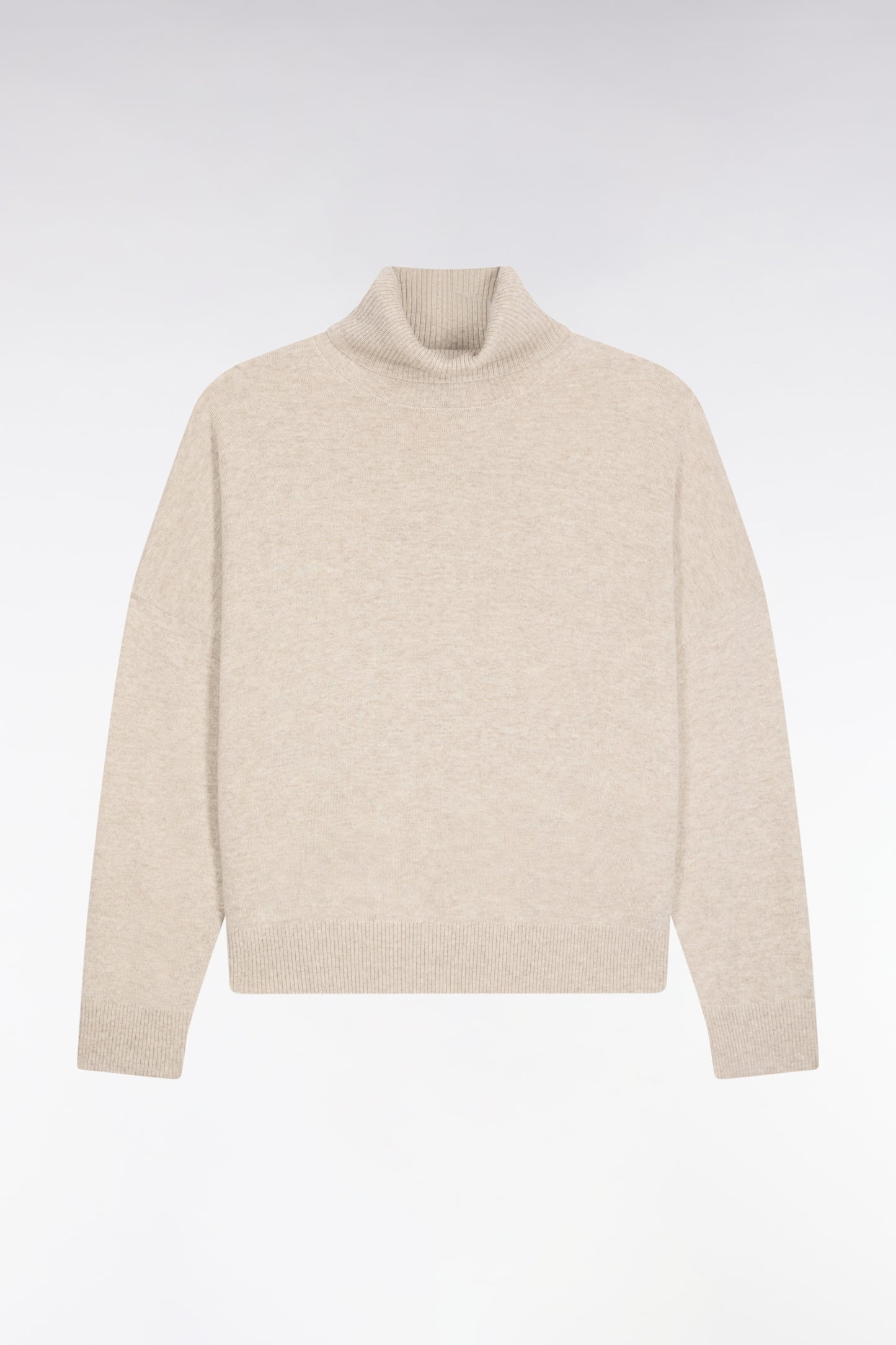 Beige wool and cashmere turtleneck sweater Relaxed cut