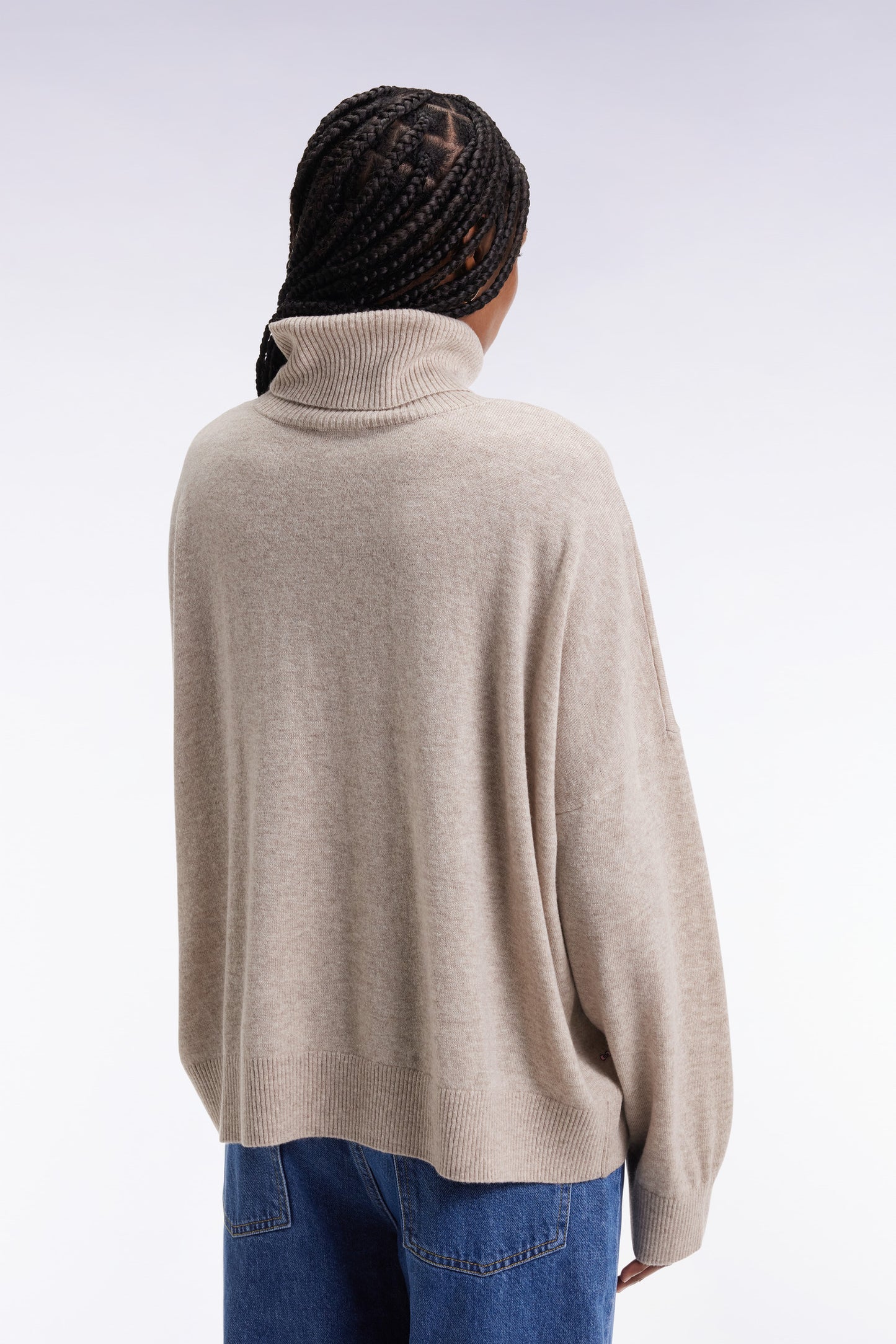 Beige wool and cashmere turtleneck sweater Relaxed cut