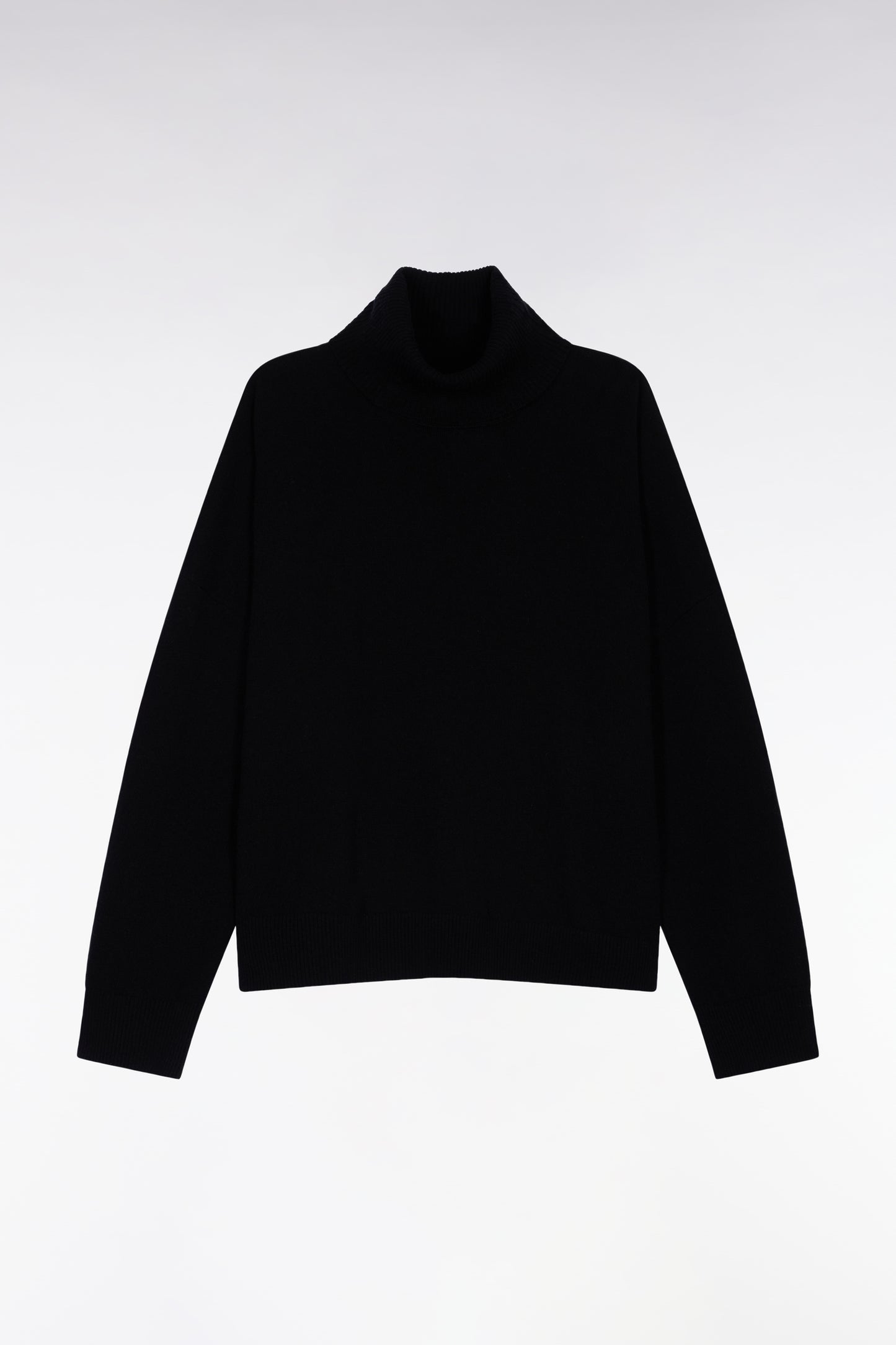 Black wool and cashmere turtleneck sweater Relaxed cut
