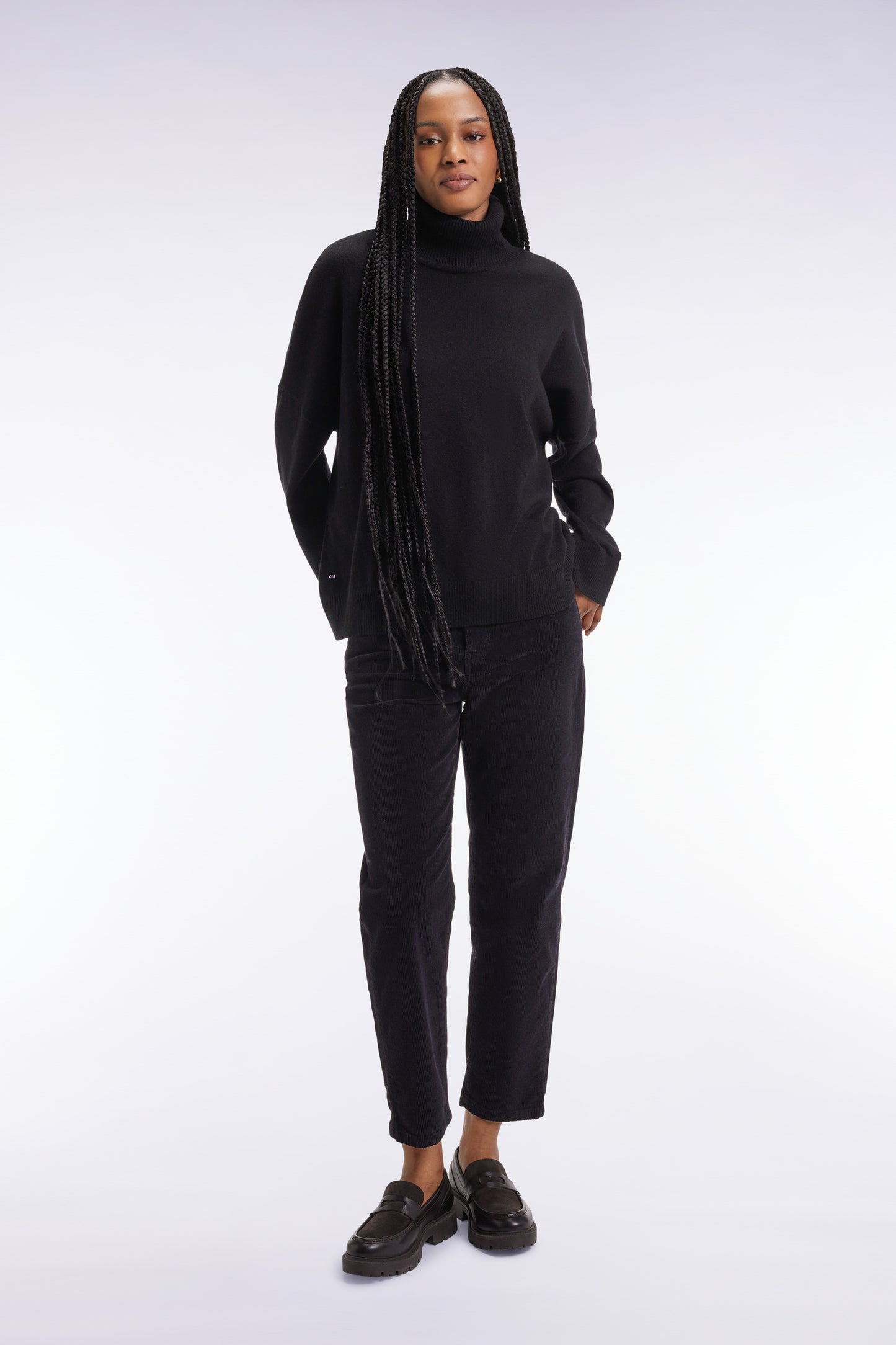 Black wool and cashmere turtleneck sweater Relaxed cut