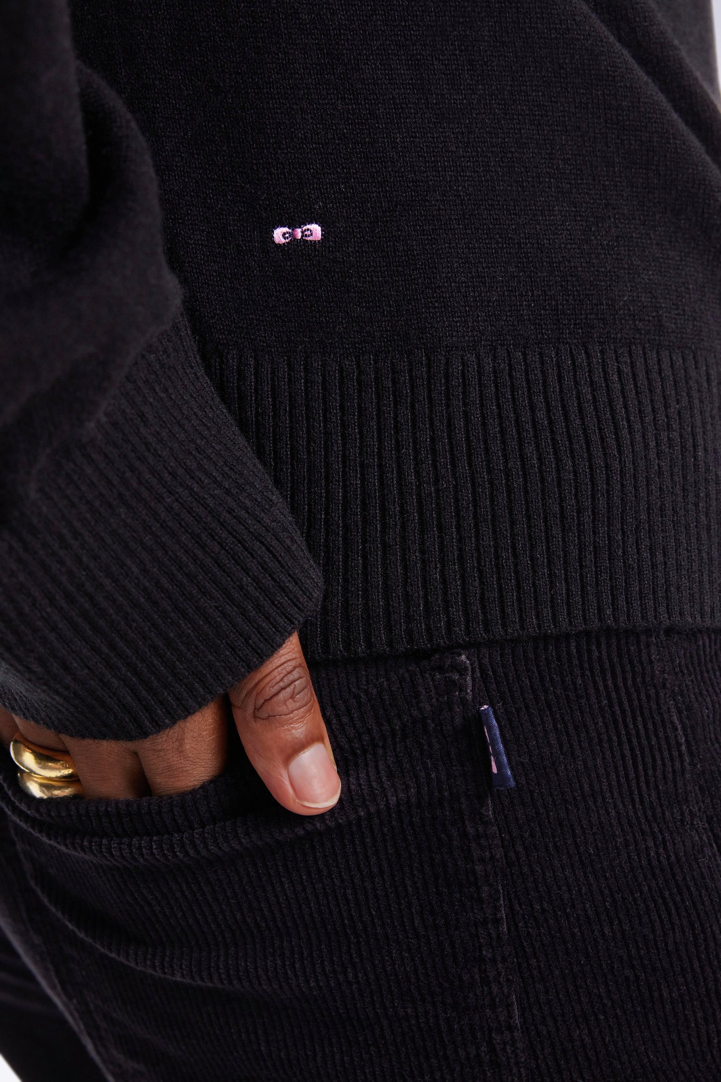 Black wool and cashmere turtleneck sweater Relaxed cut