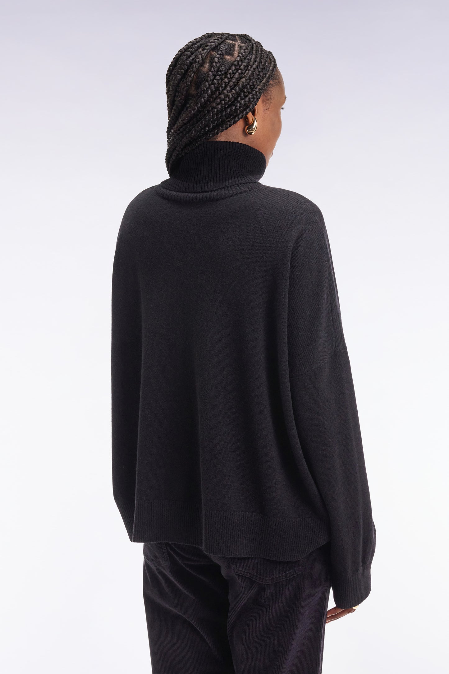 Black wool and cashmere turtleneck sweater Relaxed cut
