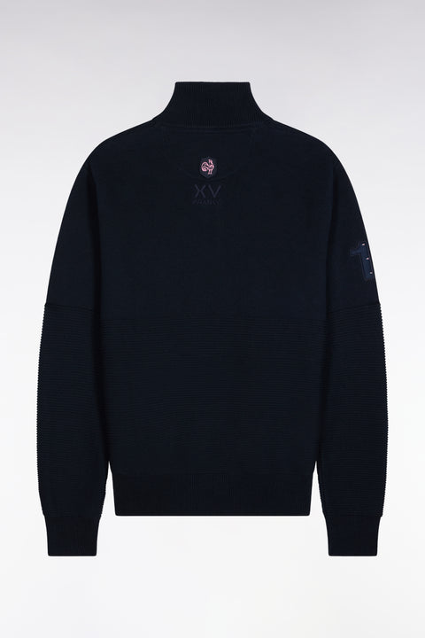 XV de France truck-neck sweater in navy cotton - Image 2