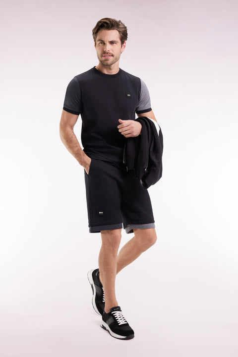 Short en molleton coton noir coupe ample - Image 1