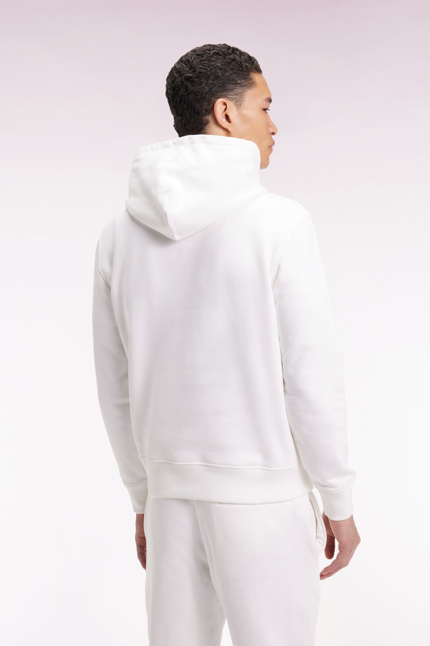 Sweatshirt à capuche en coton blanc coupe droite