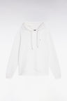 White cotton hooded sweatshirt, straight cut