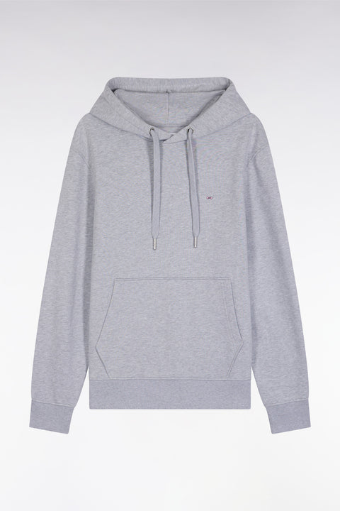 Grey cotton hooded sweatshirt, straight cut - Image 2