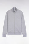 Grey cotton zip-up sweatshirt, straight cut