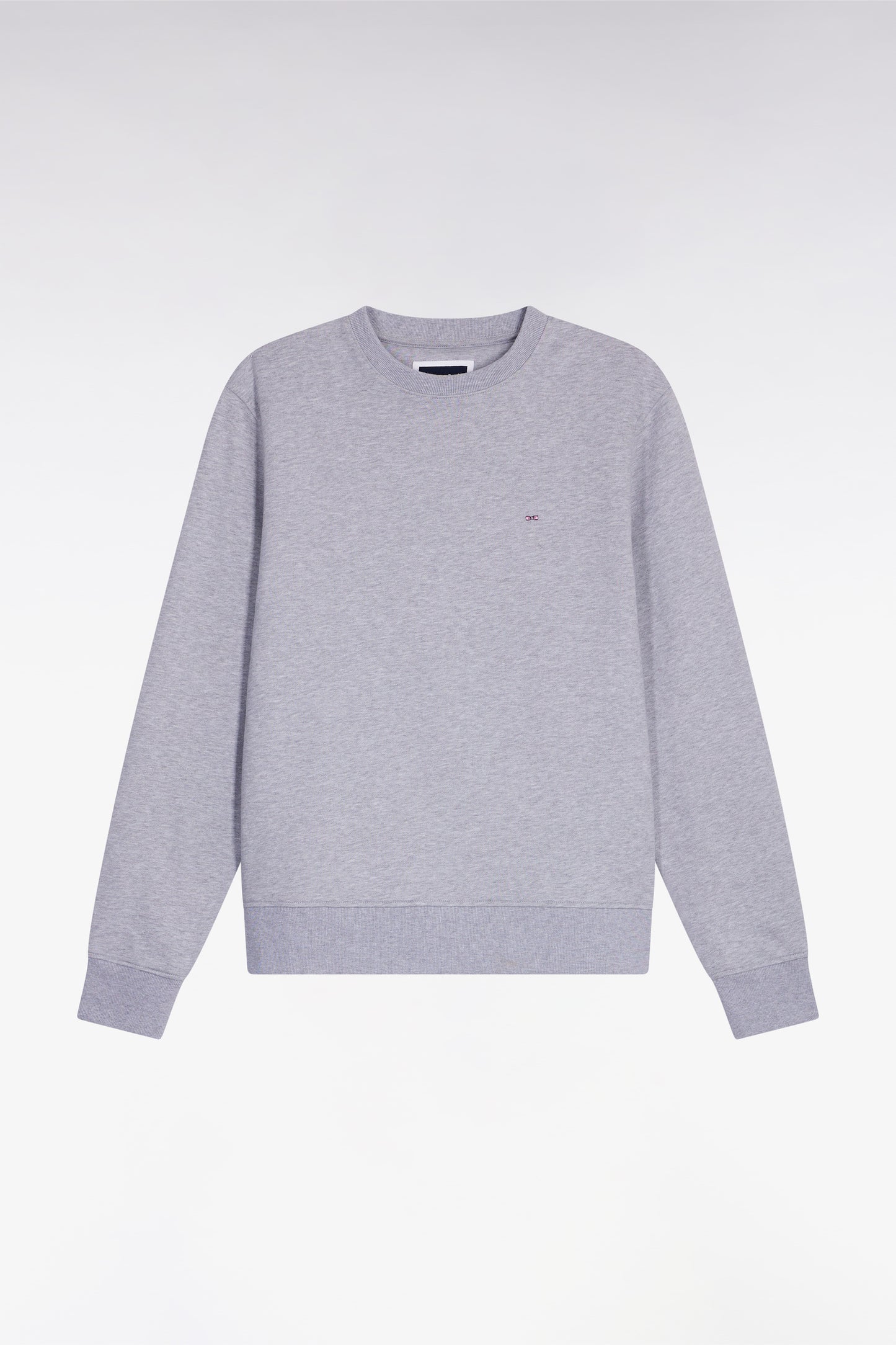 Sweatshirt à col rond en coton gris coupe droite