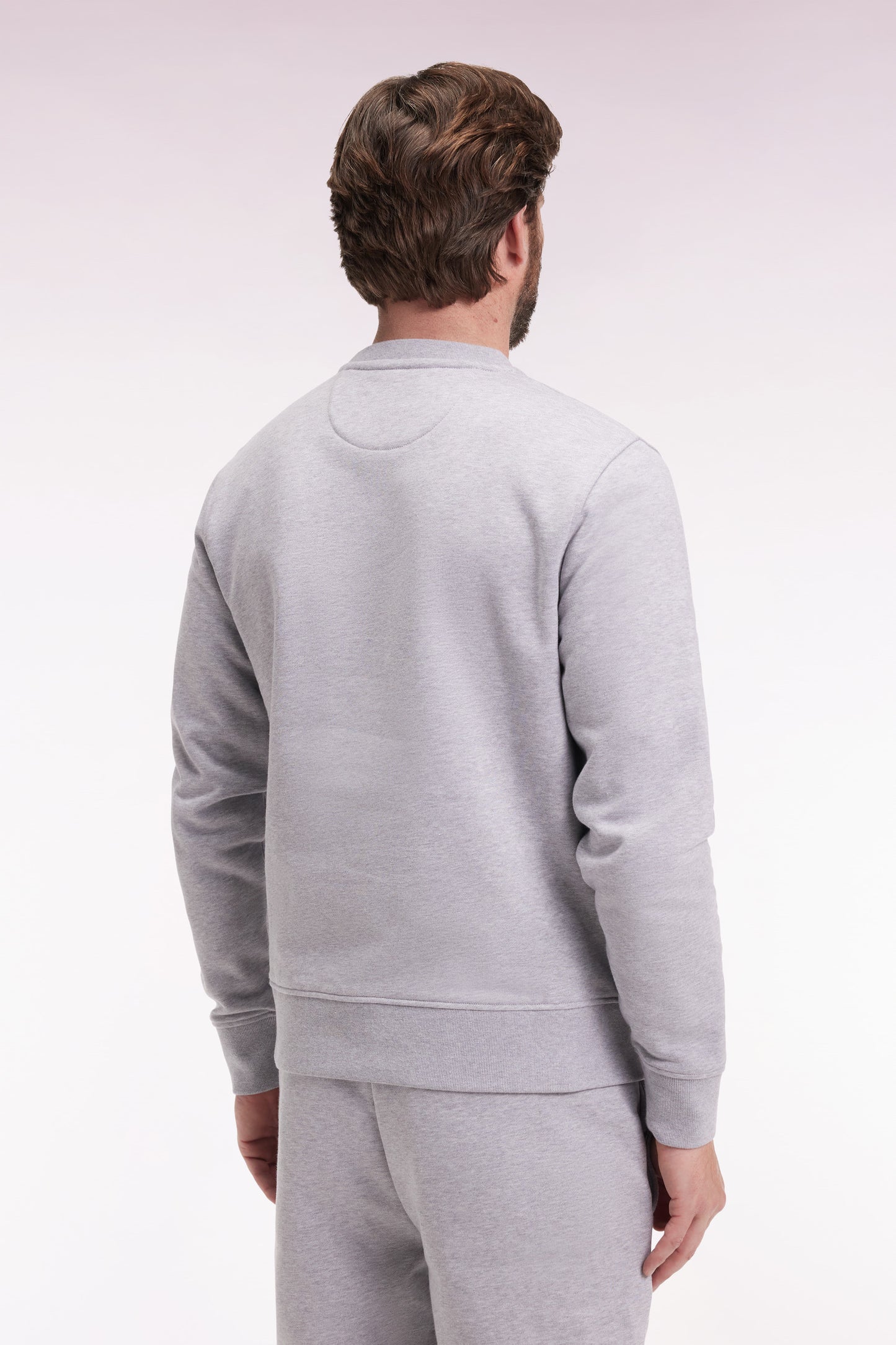 Sweatshirt à col rond en coton gris coupe droite